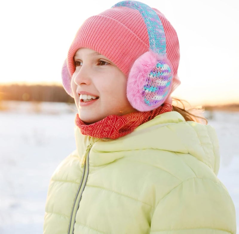 BUTITNOW Winter Knit EarMuffs for Kids Warm Furry Girls Ear Muffs Plush Toddler Ear Warmers Outdoor Ear Covers - Image 4